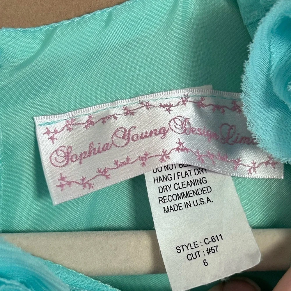 NWT Sophia Young Girls Turquoise Rosette Size 6 Flower Girl Pageant Party Dress